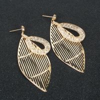 Retro Leaf Earrings Wholesale Simple Metal Mesh Earrings Women main image 3