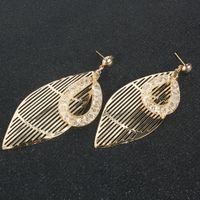 Retro Leaf Earrings Wholesale Simple Metal Mesh Earrings Women main image 4