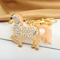 New Creative Cute Animal Key Bag Pendant Couple Full Diamond Color Pony Key Chain Wholesale Nihaojewelry main image 1