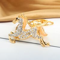 New Creative Cute Animal Key Bag Pendant Couple Full Diamond Color Pony Key Chain Wholesale Nihaojewelry main image 3
