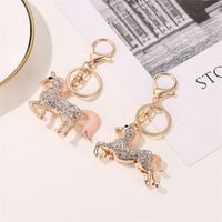 New Creative Cute Animal Key Bag Pendant Couple Full Diamond Color Pony Key Chain Wholesale Nihaojewelry main image 5