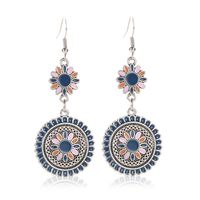 New Retro Palace Style Carved Metal Flower Totem Earrings Color Dripping Long Small Daisies Wholesale Nihaojewelry main image 6