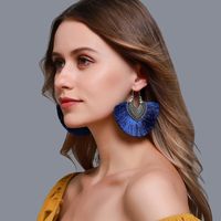 New Earrings Creative Long Section Bohemian Earrings Retro Fan-shaped Tassel Earrings Wholesale Nihaojewelry main image 5