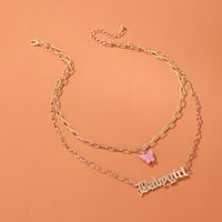 New Fashion Angel Baby Girl English Alphabet Necklace Double Acrylic Butterfly Necklace Wholesale Nihaojewelry main image 5