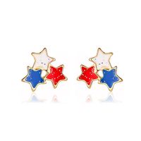 New Style Ladies Sweet Color Three Stars Earrings Dragonfly Butterfly Earrings Flag Color Earrings Wholesale Nihaojewelry main image 2