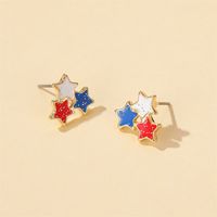 Außenhandel Neue Europäische Und Amerikanische Damen Süße Farbe Drei Sterne Ohrringe Libelle Schmetterlings Ohrringe Amerikanische Flagge Ohrringe main image 5