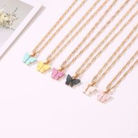 Explosion Models Color Butterfly Earring Necklace 2 Piece Set Fashion Acrylic Butterfly Necklace Earring Set Wholesale Nihaojewelry main image 3