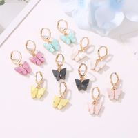 Explosion Models Color Butterfly Earring Necklace 2 Piece Set Fashion Acrylic Butterfly Necklace Earring Set Wholesale Nihaojewelry main image 4