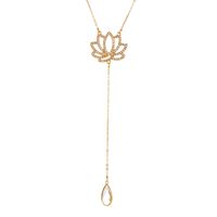 New Lotus Necklace Water Drop Tassel Flower Pendant Y-shaped Lotus Long Clavicle Chain Wholesale Nihaojewelry main image 2