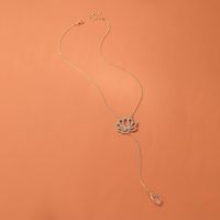 New Lotus Necklace Water Drop Tassel Flower Pendant Y-shaped Lotus Long Clavicle Chain Wholesale Nihaojewelry main image 4