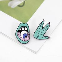 New Brooch Punk Style Cartoon Thrill Mouth Eyeball Green Magic Palm Alloy Drop Oil Brooch Wholesale Nihaojewelry main image 5