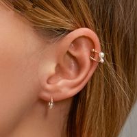 Hollow Geometric Pearl Earless Earrings Ear Bone Clip Three-piece Ear Clip Simple Earrings Wholesale Nihaojewelry main image 6