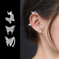 Europäische Und Amerikanische Neue All-match-einfache Strass Ohrringe Schmetterlings Ohrringe Damen Temperament Zwei Schmetterlings Ohrringe Ohrringe Ohrringe main image 2