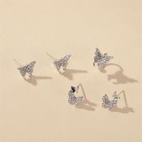 New Simple Rhinestone Earrings Butterfly Earrings Ladies Two Butterfly Earrings Ear Clip Wholesale Nihaojewelry main image 3