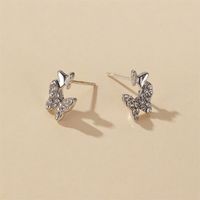 New Simple Rhinestone Earrings Butterfly Earrings Ladies Two Butterfly Earrings Ear Clip Wholesale Nihaojewelry main image 6
