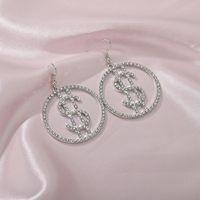 925 Silver Needle Dollar Design Earrings Micro-set Round Flash Diamond Earrings Wholesale Nihaojewelry sku image 2