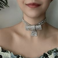 Fashion Full Diamond Geometric Bow Choker Necklace Exaggerated Clavicle Neck Chain Tide Wholesale Nihaojewelry sku image 1