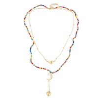 Long Bohemian Star Two Rice Bead Necklaces Trend Hand Woven Love Pendant Wholesale Nihaojewelry sku image 2