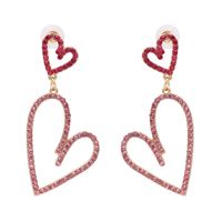 Big Earring Jewelry Alloy Heart-shaped Colorful Diamond Pierced Earrings Wholesale Nihaojewelry sku image 1