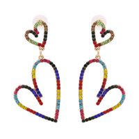 Big Earring Jewelry Alloy Heart-shaped Colorful Diamond Pierced Earrings Wholesale Nihaojewelry sku image 3