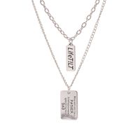 Retro New Alloy Square Brand English Multi-layer Two-piece Necklace Item Hot Wholesale Nihaojewelry sku image 1