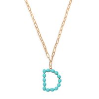 Étoile Sauvage Perle Lettre Long Pendentif Collier Simple Turquoise Perles Rondes Accessoires À La Mode En Gros Nihaojewelry sku image 1