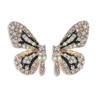 Fashion Color Diamond Butterfly Earrings Super Symmetrical Insect Color Earrings Full Diamond Wings Ear Hooks Wholesale Nihaojewelry sku image 1