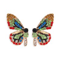 Fashion Color Diamond Butterfly Earrings Super Symmetrical Insect Color Earrings Full Diamond Wings Ear Hooks Wholesale Nihaojewelry sku image 2
