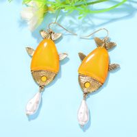 Fish-shaped Drop Pearl Earrings Beach Style Wild Multicolor Resin Earrings Wholesale Nihaojewelry sku image 1