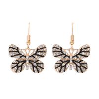 Color Diamond Butterfly Earrings Color Insect Exaggerated Ear Hook Multi-color Super Flash Full Diamond Earrings Wholesale Nihaojewelry sku image 1
