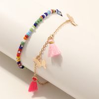 Fashion Jewelry Beach Style Mixed Color Bead Accessories Tassel Butterfly Anklet Wholesale Nihaojewelry sku image 1