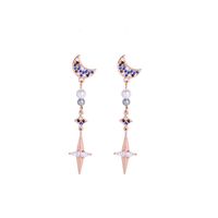 Crystal Diamond Earrings Long Section Moon Earrings Wild Star Pearl Earrings Wholesale Nihaojewelry sku image 1