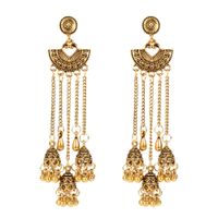 Alloy Tassel Long Earrings Heart-shaped Fan Bell Earrings Ethnic Style Earrings sku image 1