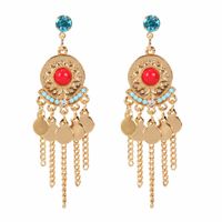 Round Metal Tassel Earrings Fashion Alloy Earrings Women's Long Earrings sku image 1