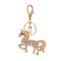 New Creative Cute Animal Key Bag Pendant Couple Full Diamond Color Pony Key Chain Wholesale Nihaojewelry sku image 2