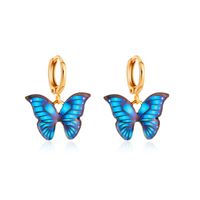 New Earrings Creative Street Shooting Color Butterfly Earrings Ladies Dream Butterfly Earrings Wholesale Nihaojewelry sku image 1