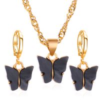Explosion Models Color Butterfly Earring Necklace 2 Piece Set Fashion Acrylic Butterfly Necklace Earring Set Wholesale Nihaojewelry sku image 5