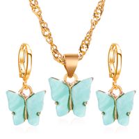 Explosion Models Color Butterfly Earring Necklace 2 Piece Set Fashion Acrylic Butterfly Necklace Earring Set Wholesale Nihaojewelry sku image 1