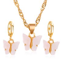 Explosion Models Color Butterfly Earring Necklace 2 Piece Set Fashion Acrylic Butterfly Necklace Earring Set Wholesale Nihaojewelry sku image 3