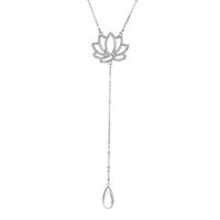 New Lotus Necklace Water Drop Tassel Flower Pendant Y-shaped Lotus Long Clavicle Chain Wholesale Nihaojewelry sku image 2