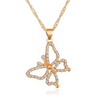 New Necklace Retro Micro-set Zircon Butterfly Clavicle Chain Hollow Full Diamond Butterfly Pendant Necklace Wholesale Nihaojewelry sku image 1