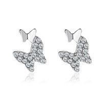 New Simple Rhinestone Earrings Butterfly Earrings Ladies Two Butterfly Earrings Ear Clip Wholesale Nihaojewelry sku image 3