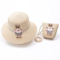 New Straw Hat Shoulder Bag Set Nihaojewelry Wholesale Small Fresh Children Cute Hat Bag Summer Girl Travel Match sku image 1