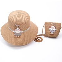 New Straw Hat Shoulder Bag Set Nihaojewelry Wholesale Small Fresh Children Cute Hat Bag Summer Girl Travel Match sku image 2