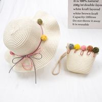 New Straw Hat Shoulder Bag Set Nihaojewelry Wholesale Small Fresh Children Cute Hat Bag Summer Girl Travel Match sku image 6