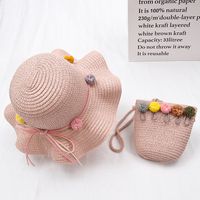 New Straw Hat Shoulder Bag Set Nihaojewelry Wholesale Small Fresh Children Cute Hat Bag Summer Girl Travel Match sku image 7