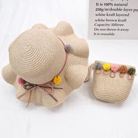 New Straw Hat Shoulder Bag Set Nihaojewelry Wholesale Small Fresh Children Cute Hat Bag Summer Girl Travel Match sku image 8