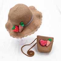 New Straw Hat Shoulder Bag Set Nihaojewelry Wholesale Small Fresh Children Cute Hat Bag Summer Girl Travel Match sku image 10