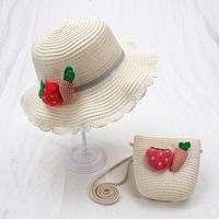 New Straw Hat Shoulder Bag Set Nihaojewelry Wholesale Small Fresh Children Cute Hat Bag Summer Girl Travel Match sku image 11