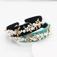 New Fashion Simple Style Pearl Diamond Velvet Narrow Side Travel Hair Accessories Wholesale Nihaojewelry main image 2